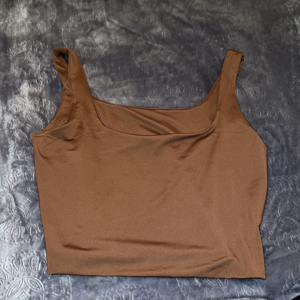 Brown crop top, originally from amazon, size large